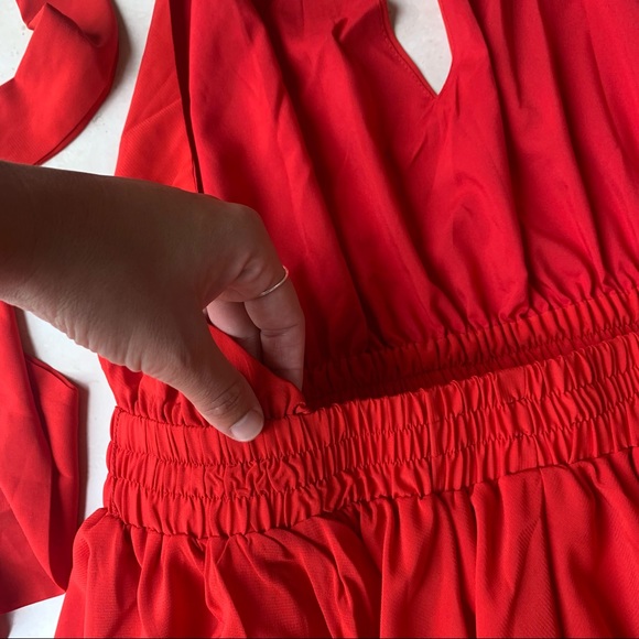 • NEW! Deep V Tie Back Mini Dress • - Picture 9 of 16